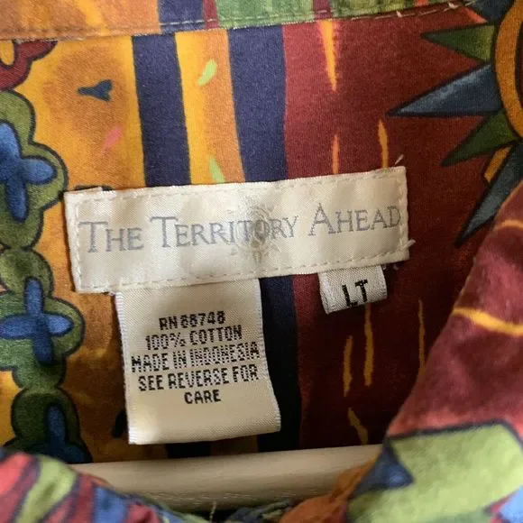 The Territory Ahead Shirt Mens Size L Tall Hawaiian Button Tropical Multicolor‎ - Picture 6 of 6